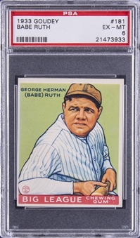 1933 Goudey #181 Babe Ruth – PSA EX-MT 6